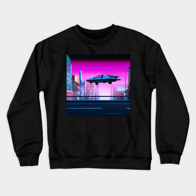 Cyberpunk city Crewneck Sweatshirt by retroprints